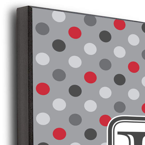 Red & Gray Dots and Plaid 11x14 Wood Print - Closeup