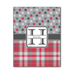 Red & Gray Dots and Plaid Wood Print - 11x14 (Personalized)