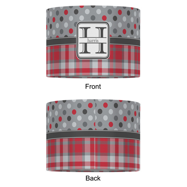 Red & Gray Dots and Plaid 12" Drum Lampshade - APPROVAL (Fabric)