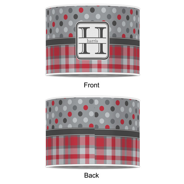 Red & Gray Dots and Plaid 12" Drum Lampshade - APPROVAL (Poly Film)