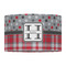Red & Gray Dots and Plaid 12" Drum Lampshade - FRONT (Fabric)