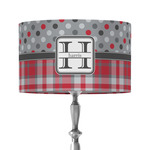 Red & Gray Dots and Plaid 12" Drum Lamp Shade - Fabric (Personalized)