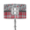 Red & Gray Dots and Plaid 12" Drum Lampshade - ON STAND (Fabric)