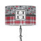 Red & Gray Dots and Plaid 12" Drum Lampshade - ON STAND (Poly Film)