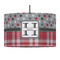 Red & Gray Dots and Plaid 12" Drum Pendant Lamp - Fabric (Personalized)