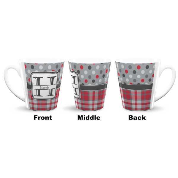 Red & Gray Dots and Plaid 12 Oz Latte Mug - Approval