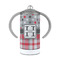 Red & Gray Dots and Plaid 12 oz Stainless Steel Sippy Cups - FRONT