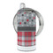 Red & Gray Dots and Plaid 12 oz Stainless Steel Sippy Cups - FULL (back angle)