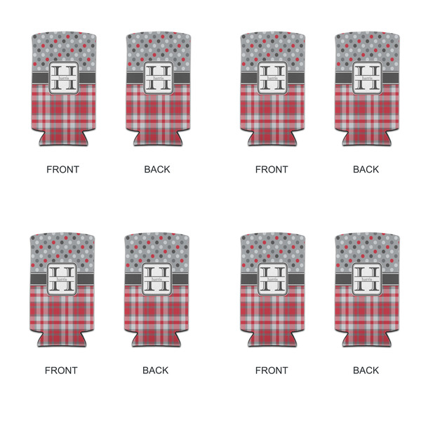 Red & Gray Dots and Plaid 12oz Tall Can Sleeve - Set of 4 - APPROVAL
