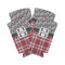 Red & Gray Dots and Plaid Can Cooler (tall 12 oz) - Set of 4 (Personalized)