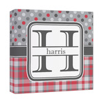 Red & Gray Dots and Plaid Canvas Print - 12x12 (Personalized)