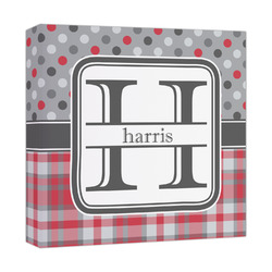 Red & Gray Dots and Plaid Canvas Print - 12x12 (Personalized)