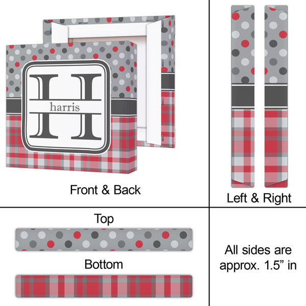 Red & Gray Dots and Plaid 12x12 - Canvas Print - Approval