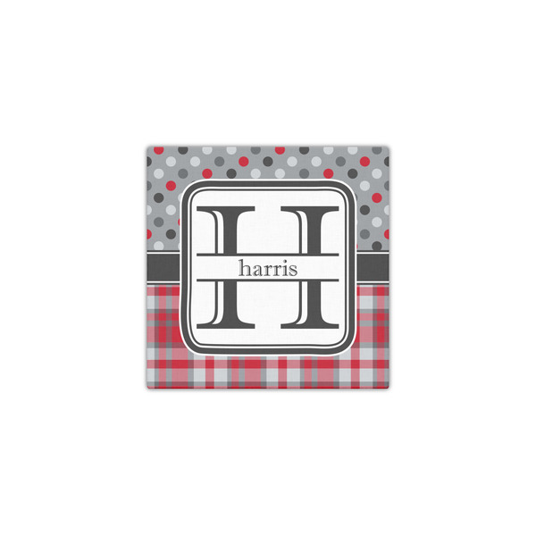 Red & Gray Dots and Plaid 12x12 - Canvas Print - Front View