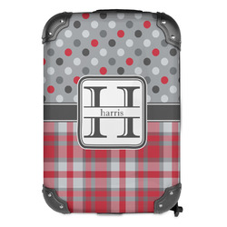 Red & Gray Dots and Plaid Kids Hard Shell Backpack (Personalized)