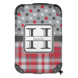 Red & Gray Dots and Plaid Kids Hard Shell Backpack (Personalized)