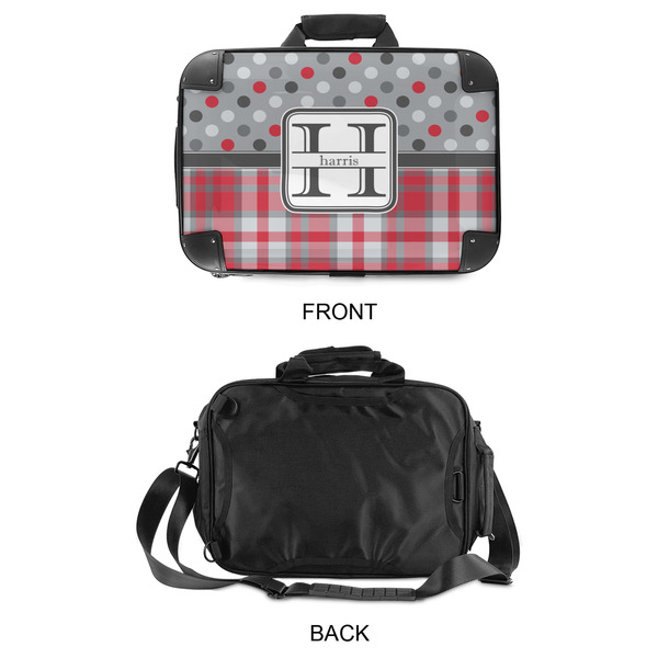 Red & Gray Dots and Plaid 15" Hard Shell Briefcase - APPROVAL