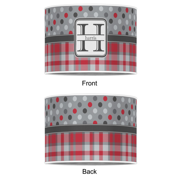 Red & Gray Dots and Plaid 16" Drum Lampshade - APPROVAL (Poly Film)