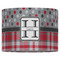 Red & Gray Dots and Plaid 16" Drum Lampshade - FRONT (Fabric)