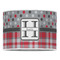 Red & Gray Dots and Plaid 16" Drum Lampshade - FRONT (Poly Film)