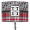 Red & Gray Dots and Plaid 16" Drum Lampshade - ON STAND (Fabric)