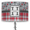 Red & Gray Dots and Plaid 16" Drum Lampshade - ON STAND (Poly Film)