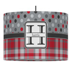 Red & Gray Dots and Plaid Drum Pendant Lamp (Personalized)