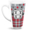 Red & Gray Dots and Plaid Latte Mug (Personalized)