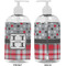 Red & Gray Dots and Plaid 16 oz Plastic Liquid Dispenser- Approval- White
