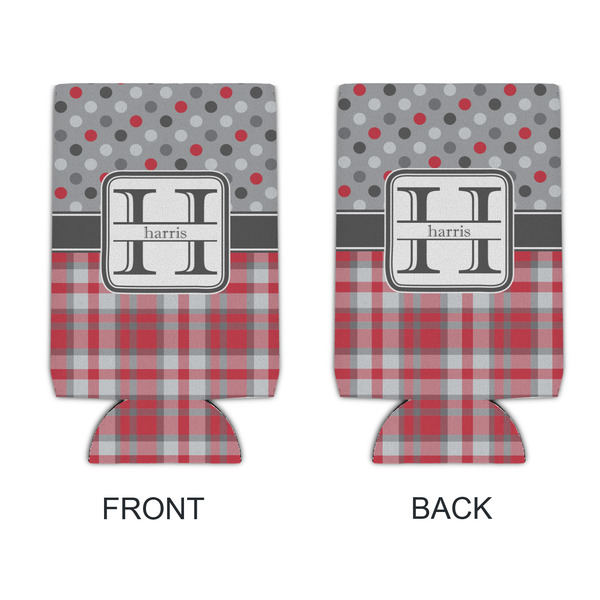 Red & Gray Dots and Plaid 16oz Can Sleeve - APPROVAL