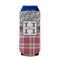 Red & Gray Dots and Plaid 16oz Can Sleeve - FRONT (on can)