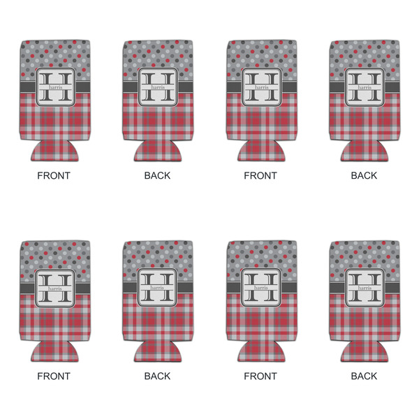 Red & Gray Dots and Plaid 16oz Can Sleeve - Set of 4 - APPROVAL