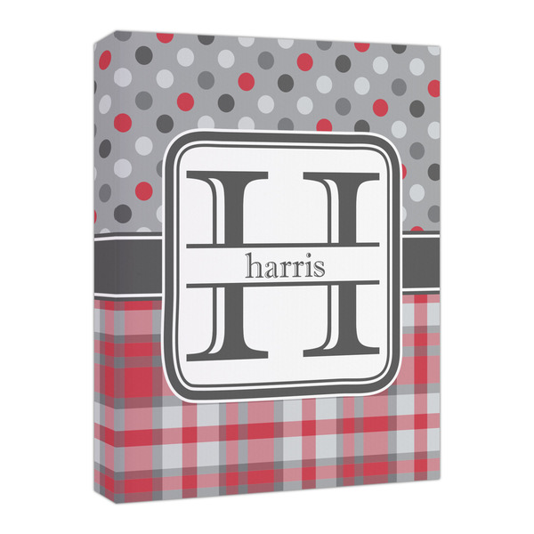 Custom Red & Gray Dots and Plaid Canvas Print - 16x20 (Personalized)