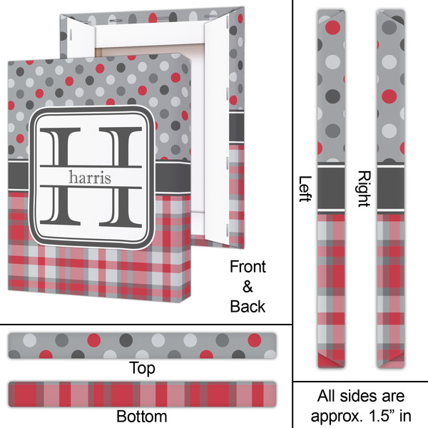 Red & Gray Dots and Plaid 16x20 - Canvas Print - Approval