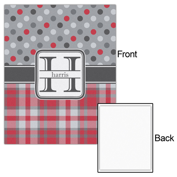 Red & Gray Dots and Plaid 16x20 - Matte Poster - Front & Back
