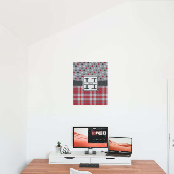 Red & Gray Dots and Plaid 16x20 - Matte Poster - On the Wall