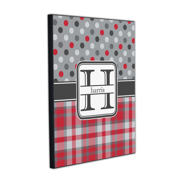 Custom Red & Gray Dots and Plaid Wood Prints (Personalized)
