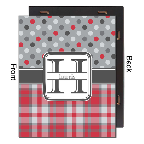 Red & Gray Dots and Plaid 16x20 Wood Print - Front & Back View