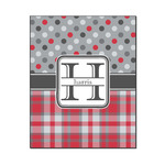 Red & Gray Dots and Plaid Wood Print - 16x20 (Personalized)