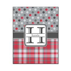 Red & Gray Dots and Plaid Wood Print - 16x20 (Personalized)
