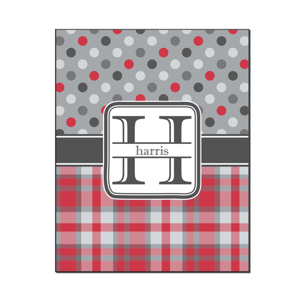 Custom Red & Gray Dots and Plaid Wood Print - 16x20 (Personalized)