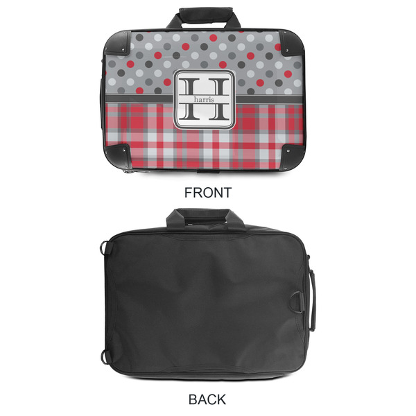 Red & Gray Dots and Plaid 18" Laptop Briefcase - APPROVAL
