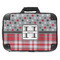 Red & Gray Dots and Plaid 18" Laptop Briefcase - FRONT