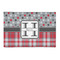 Red & Gray Dots and Plaid Patio Rug (Personalized)