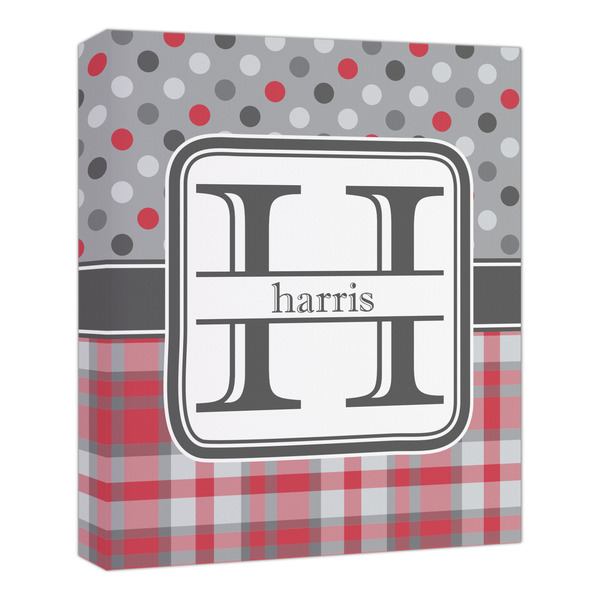 Custom Red & Gray Dots and Plaid Canvas Print - 20x24 (Personalized)