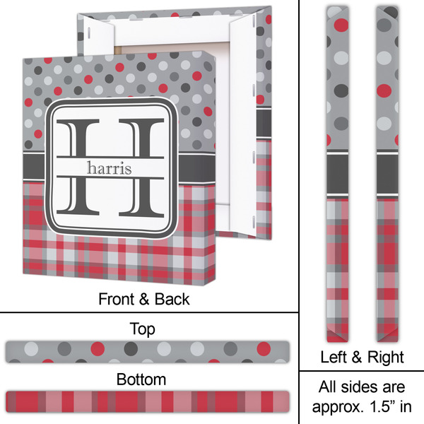 Red & Gray Dots and Plaid 20x24 - Canvas Print - Approval