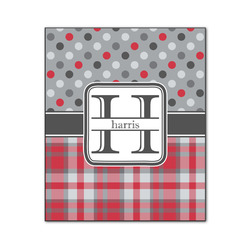 Red & Gray Dots and Plaid Wood Print - 20x24 (Personalized)