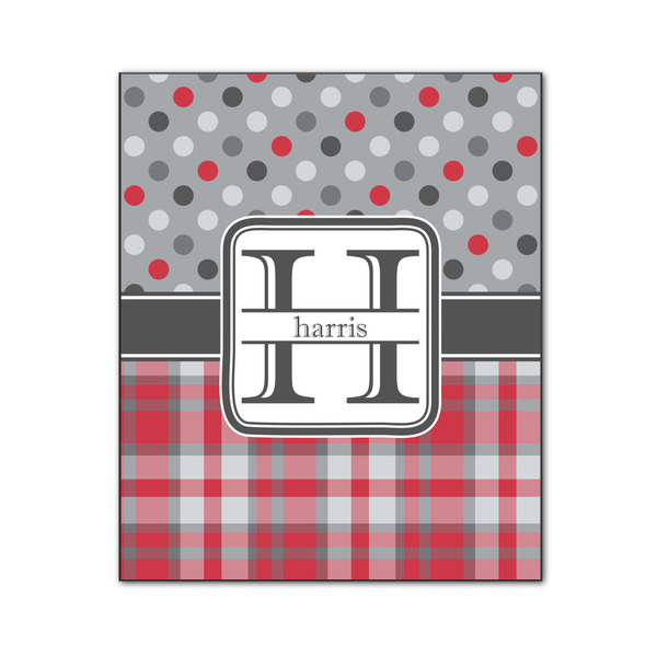 Custom Red & Gray Dots and Plaid Wood Print - 20x24 (Personalized)