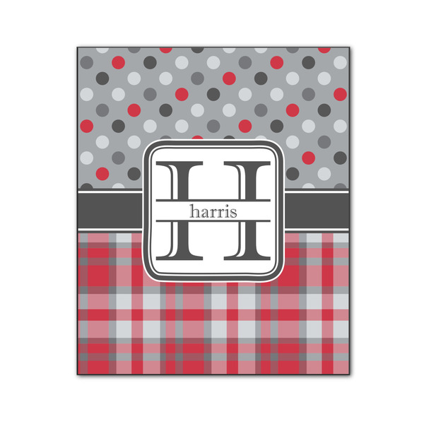 Red & Gray Dots and Plaid 20x24 Wood Print - Front View