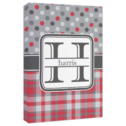 Red & Gray Dots and Plaid Canvas Print - 20x30 (Personalized)
